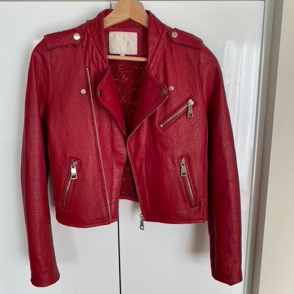 Maje Bonnie Leather Moto Jacket - Picture 2 of 12